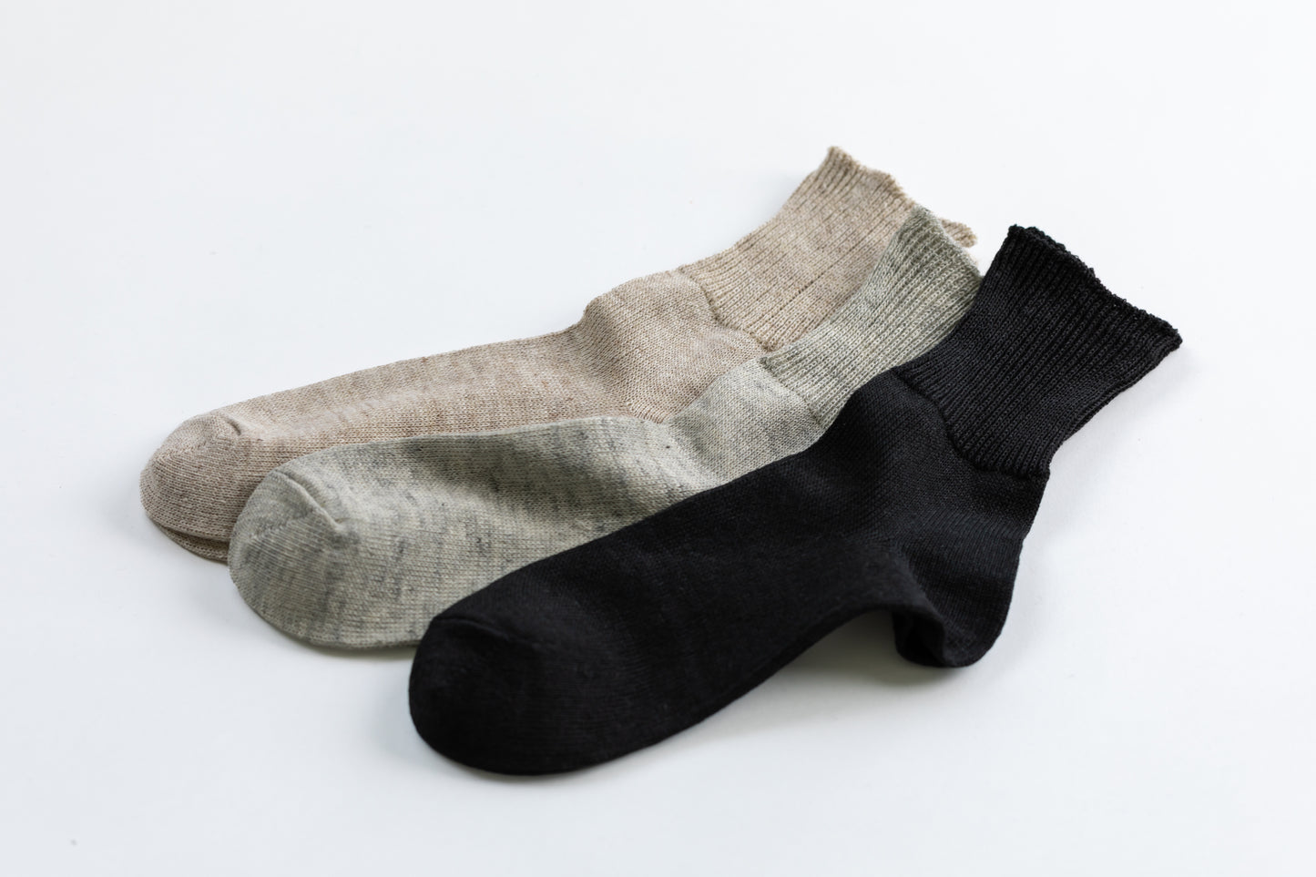 リネンさらさらソックス ロークルー丈(22-24cm、25-27cm)