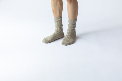 リネンさらさらソックス クルー丈(22-24cm、25-27cm)