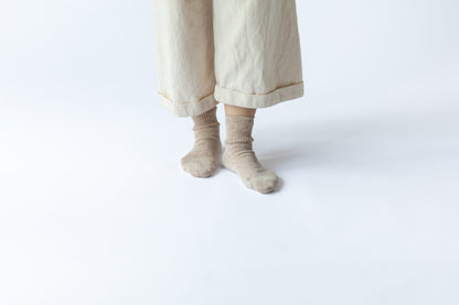 リネンさらさらソックス ロークルー丈(22-24cm、25-27cm)