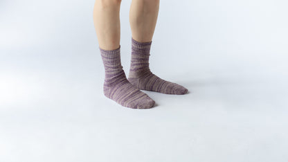 綿麻マーブル編みノンパイルソックス(22-24cm、25-27cm)