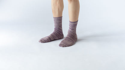 綿麻マーブル編みノンパイルソックス(22-24cm、25-27cm)