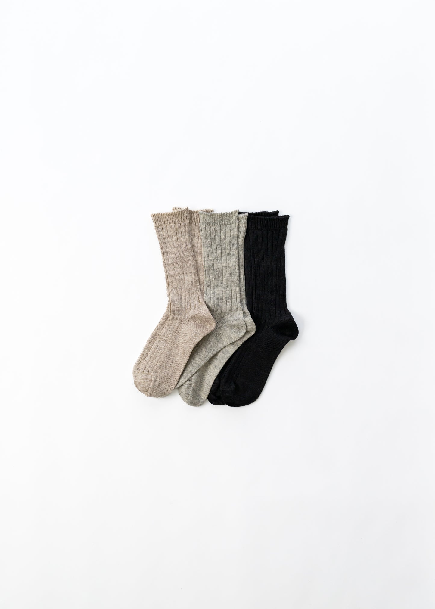 リネンさらさらソックス クルー丈(22-24cm、25-27cm)